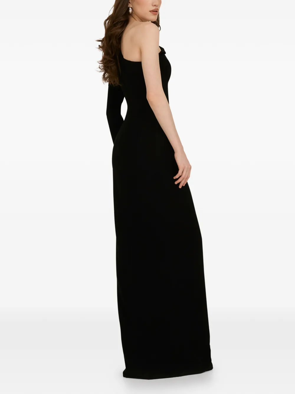  Araftu One-shoulder Embellished Side-slit Gown - Black 
