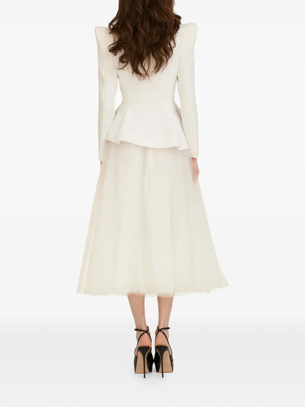  Araftu Embellished Peplum Suit - White 