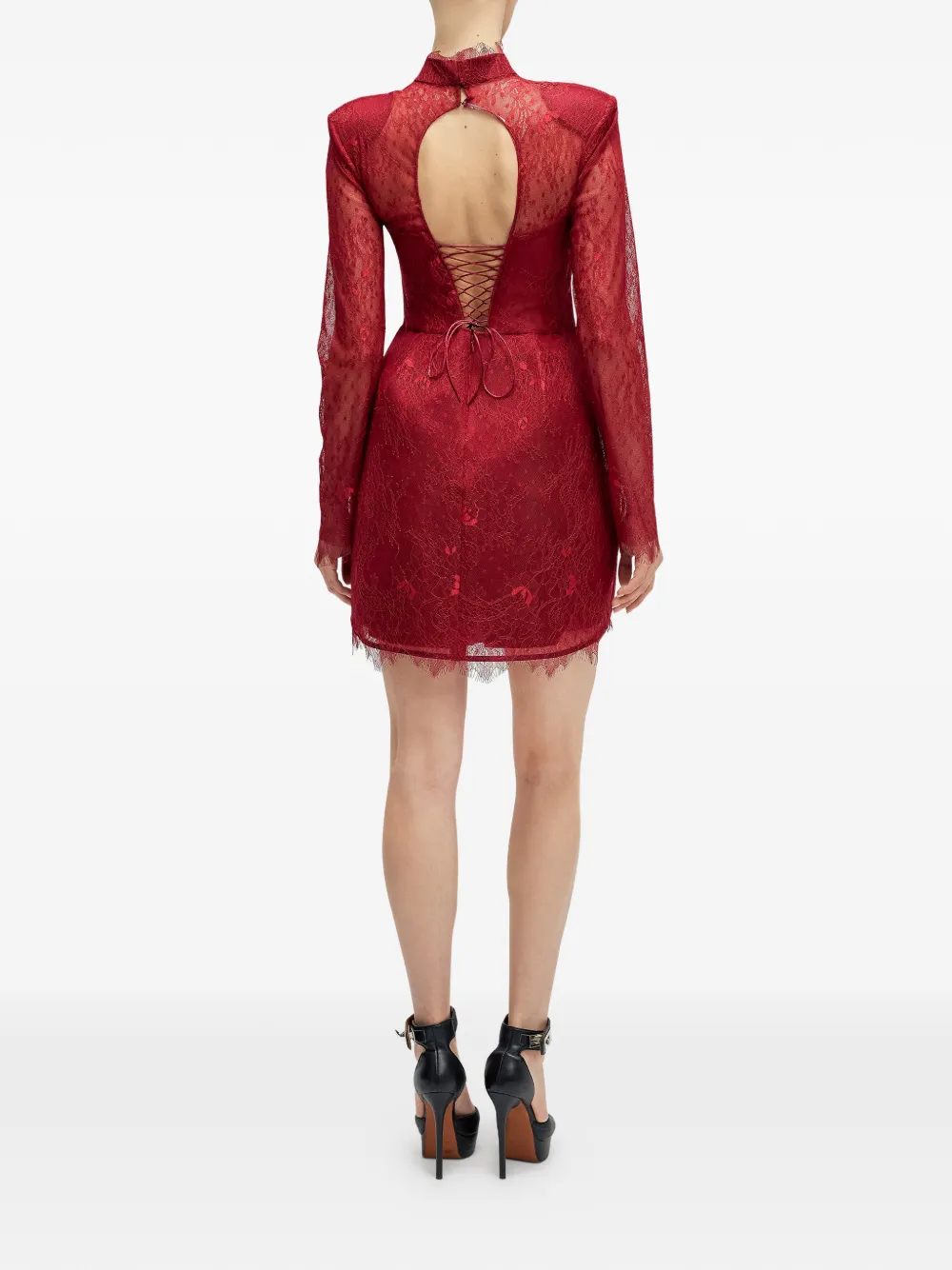 ARAFTU Mini-jurk met strikdetail van kant Rood