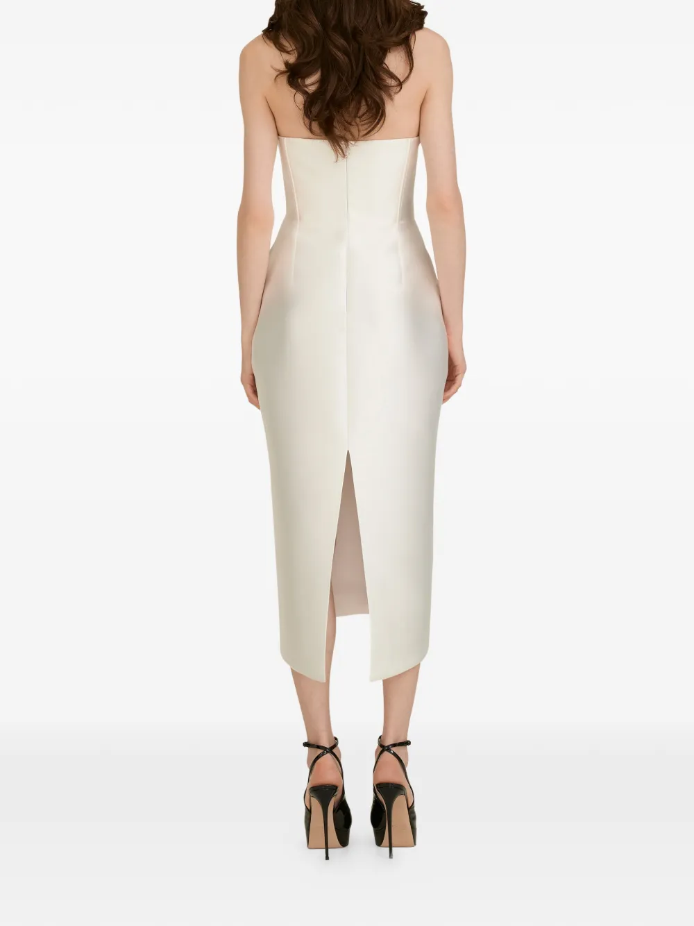 ARAFTU Strapless midi-jurk met bloemapplicatie Wit