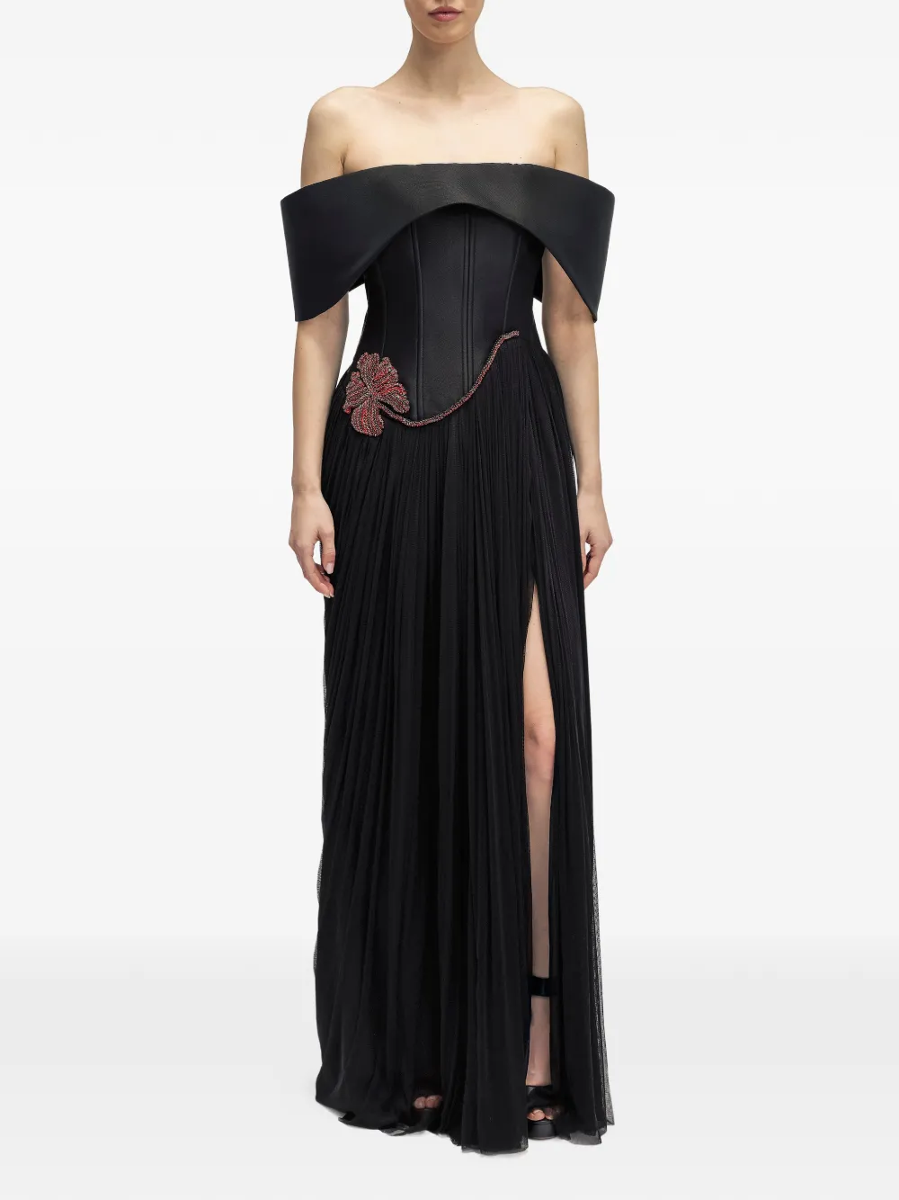 ARAFTU off-the-shoulder corset-style gown - Nero