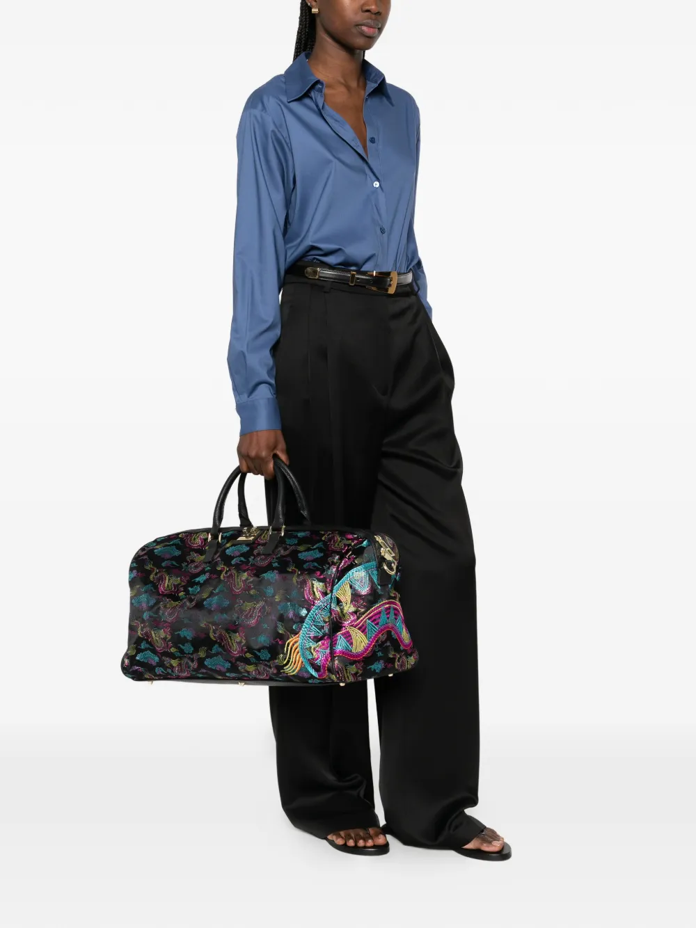  Sprayground Dragon Print Luggage Bag - Black 