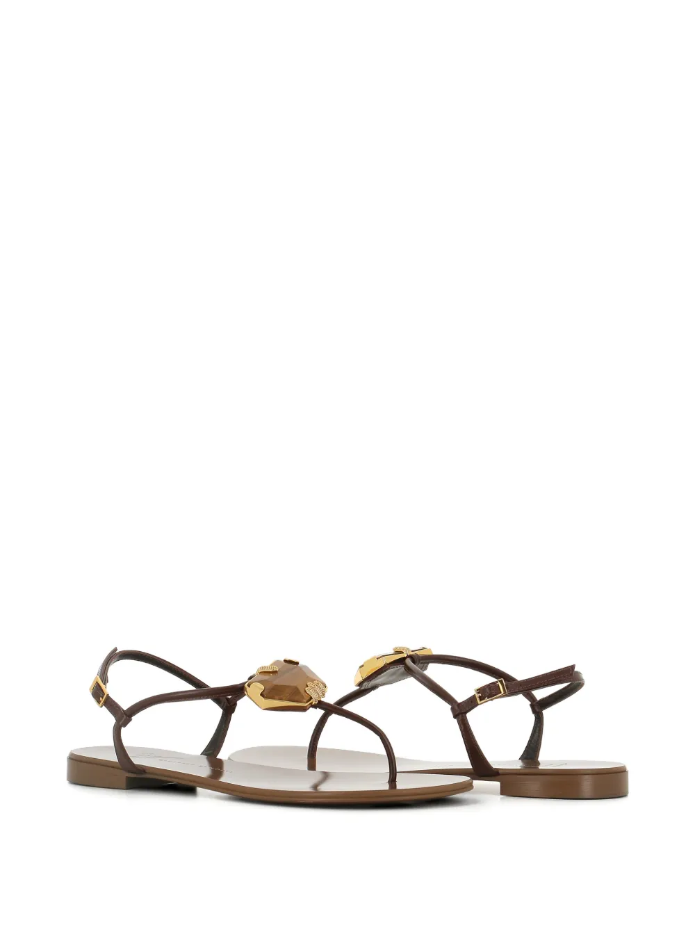Giuseppe Zanotti gemstone detail leather sandals Bruin