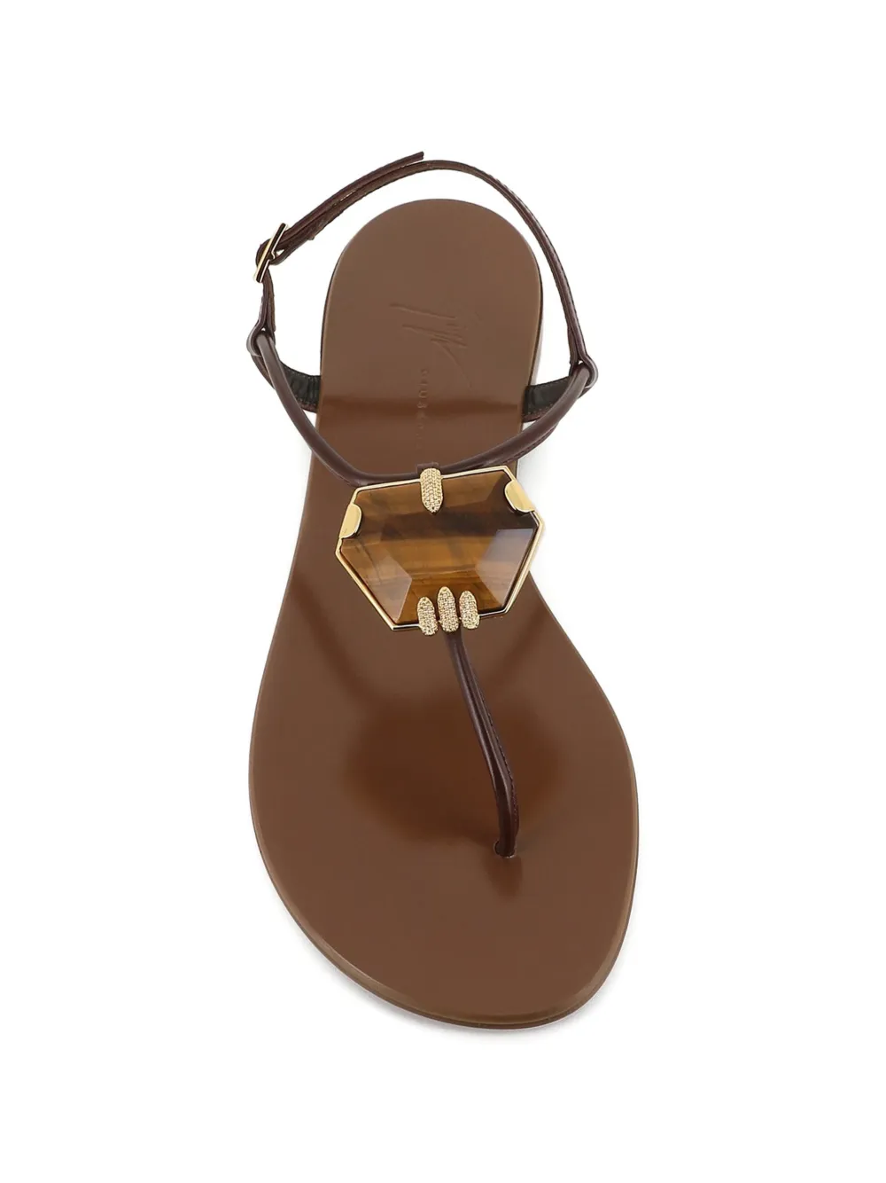 Giuseppe Zanotti gemstone detail leather sandals Bruin