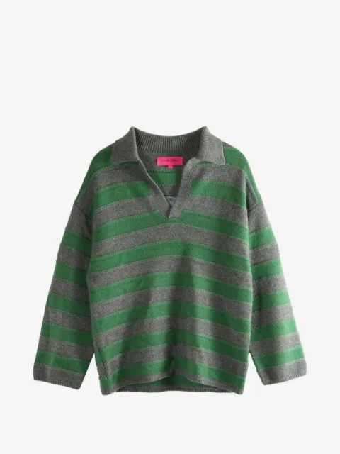 The Elder Statesman ストライプ Vネックセーター