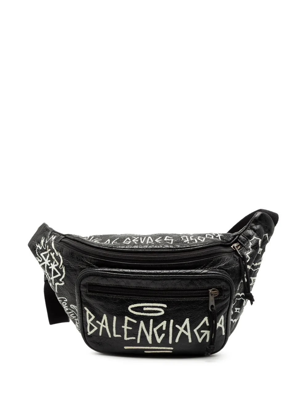Balenciaga Pre-Owned 2018 Lambskin Graffiti Explorer belt bag - Black