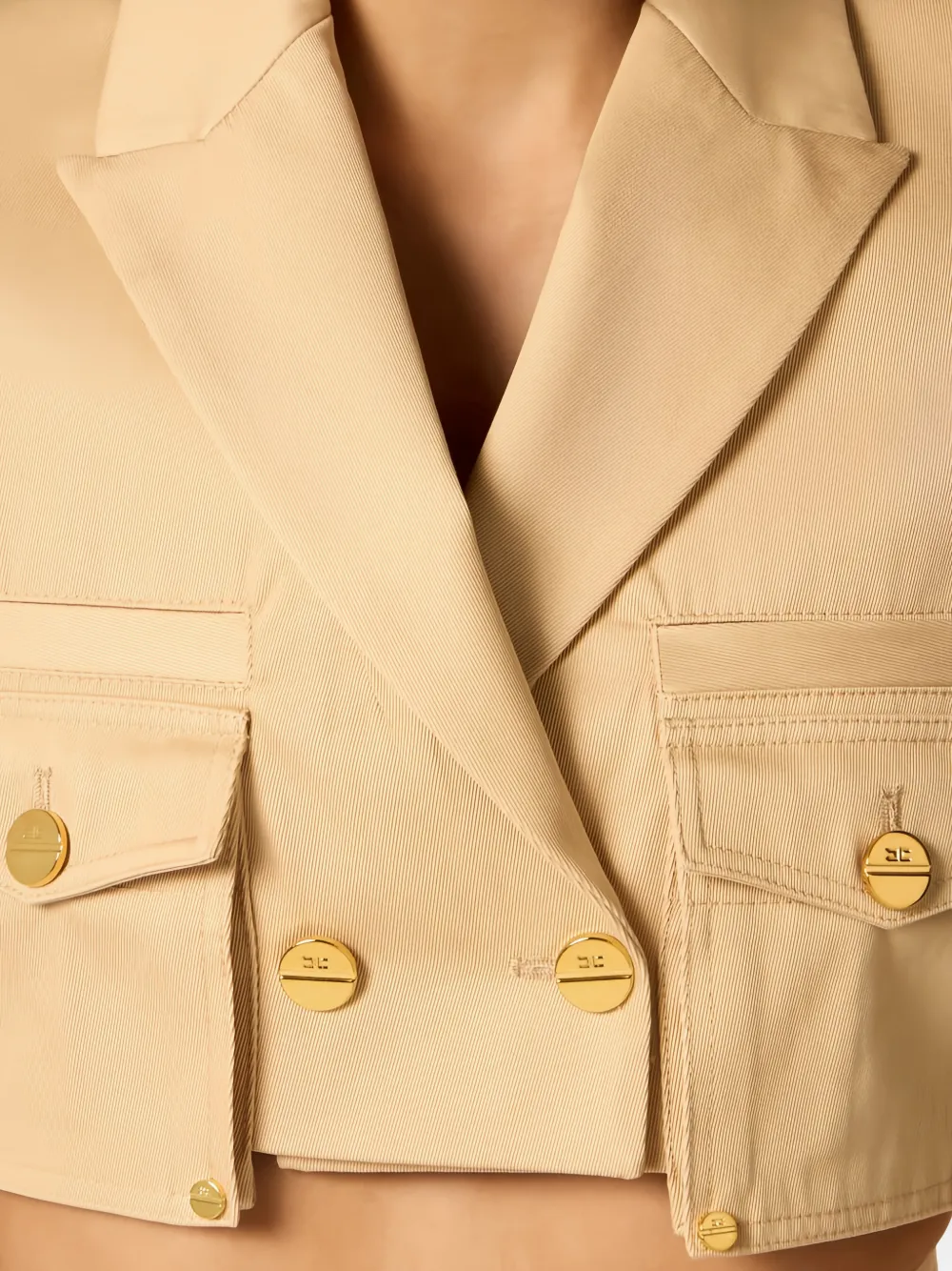 Cargo-Pocket Double-Breasted Jacket