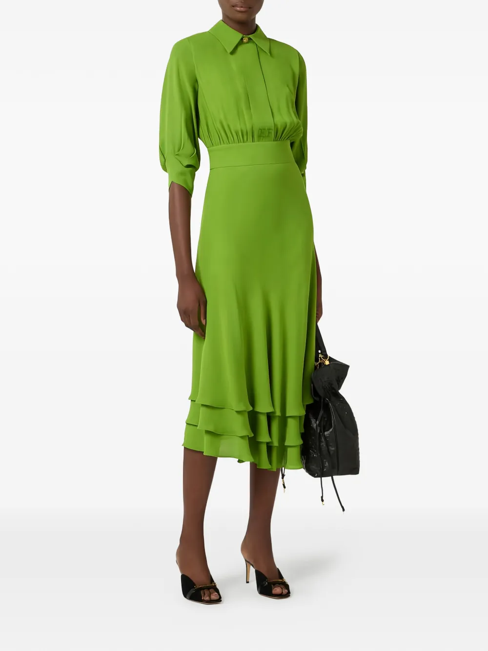 Elisabetta Franchi buttoned midi dress - Groen