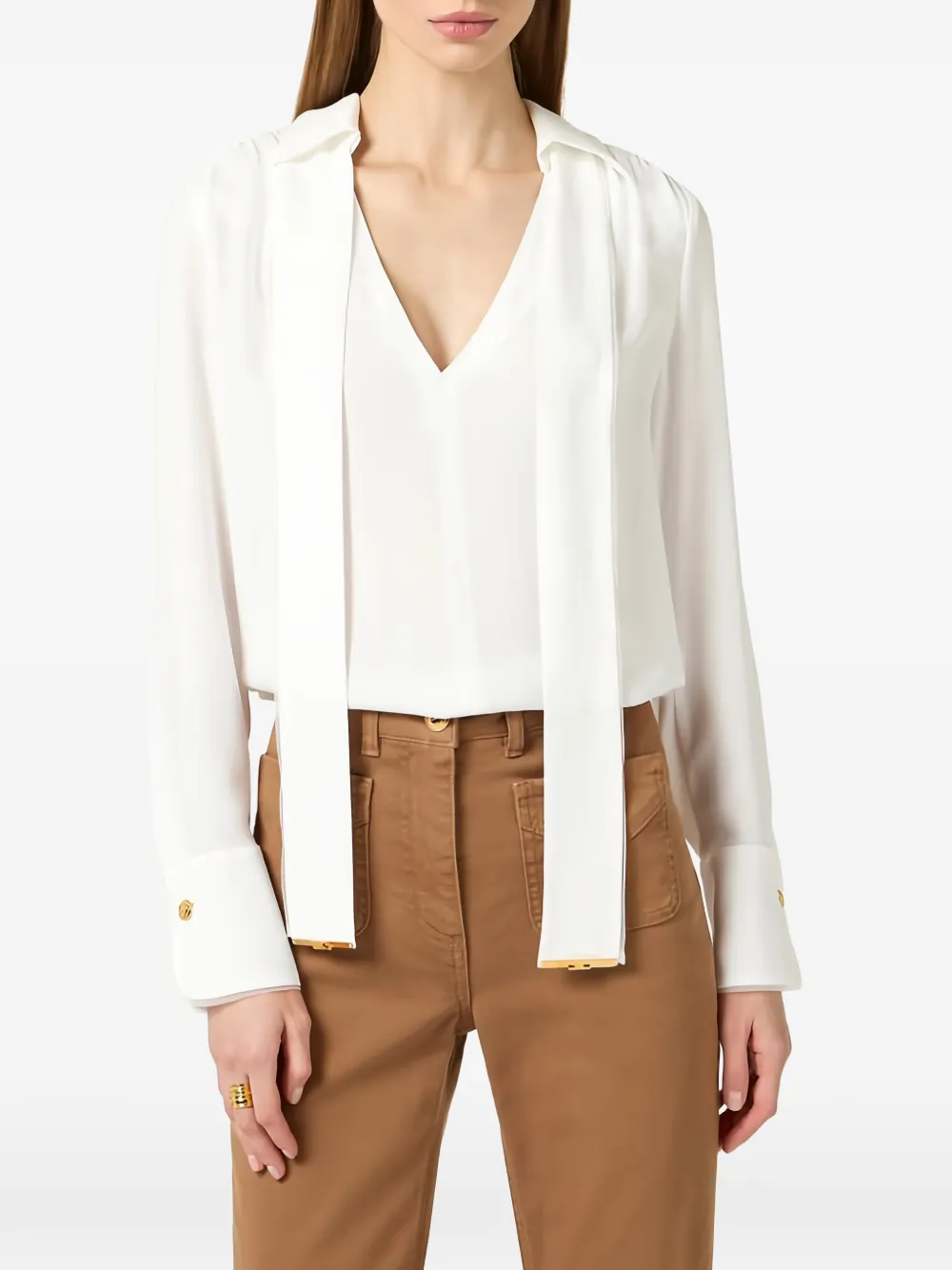 Elisabetta Franchi Blouse met V-hals Wit