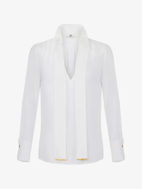 Elisabetta Franchi blouse in viscose georgette fabric with sash belt