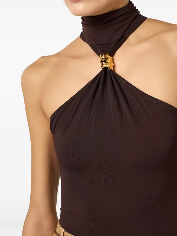 Elisabetta Franchi Bodysuit In Crêpe Jersey Fabric With Jewel
