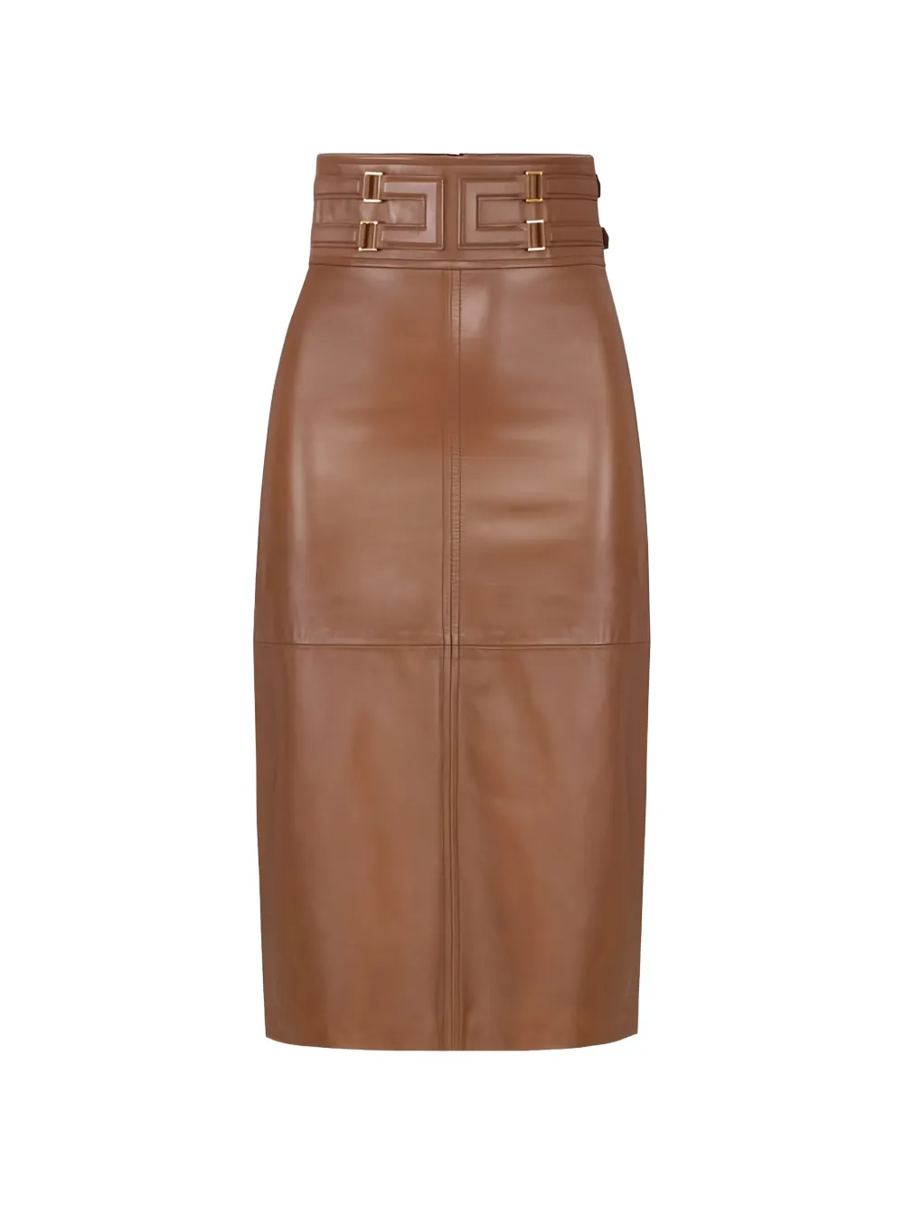 Elisabetta Franchi leather midi skirt - Marrone