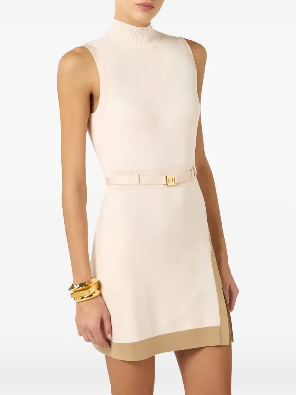 Elisabetta Franchi high-neck Belted Mini Dress | Neutrals | FARFETCH
