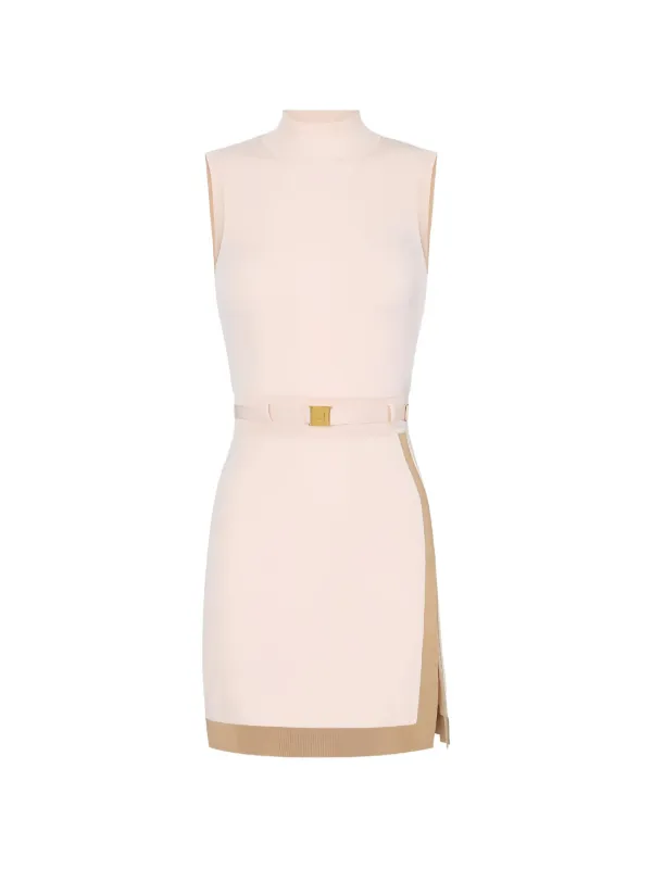 Elisabetta Franchi high-neck Belted Mini Dress | Neutrals | FARFETCH