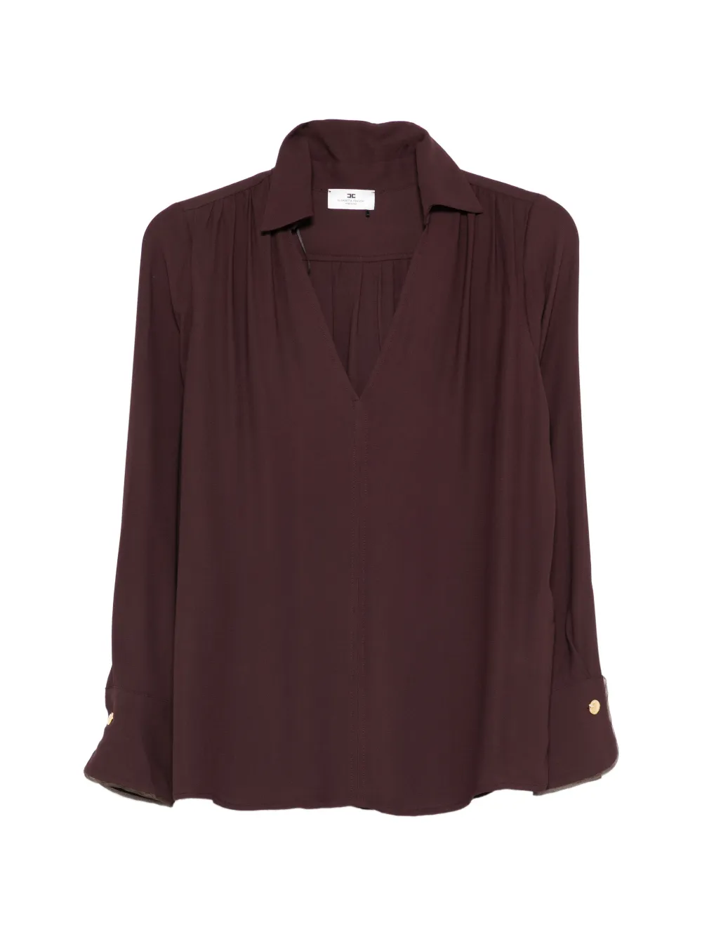 Elisabetta Franchi Blouse in viscose georgette fabric with sash belt - 644|Cocoa