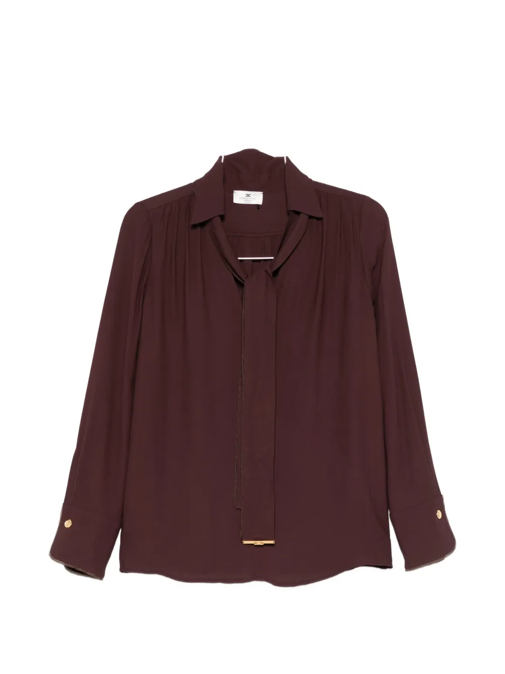 Elisabetta Franchi Blouse in viscose georgette fabric with sash belt - 644|Cocoa