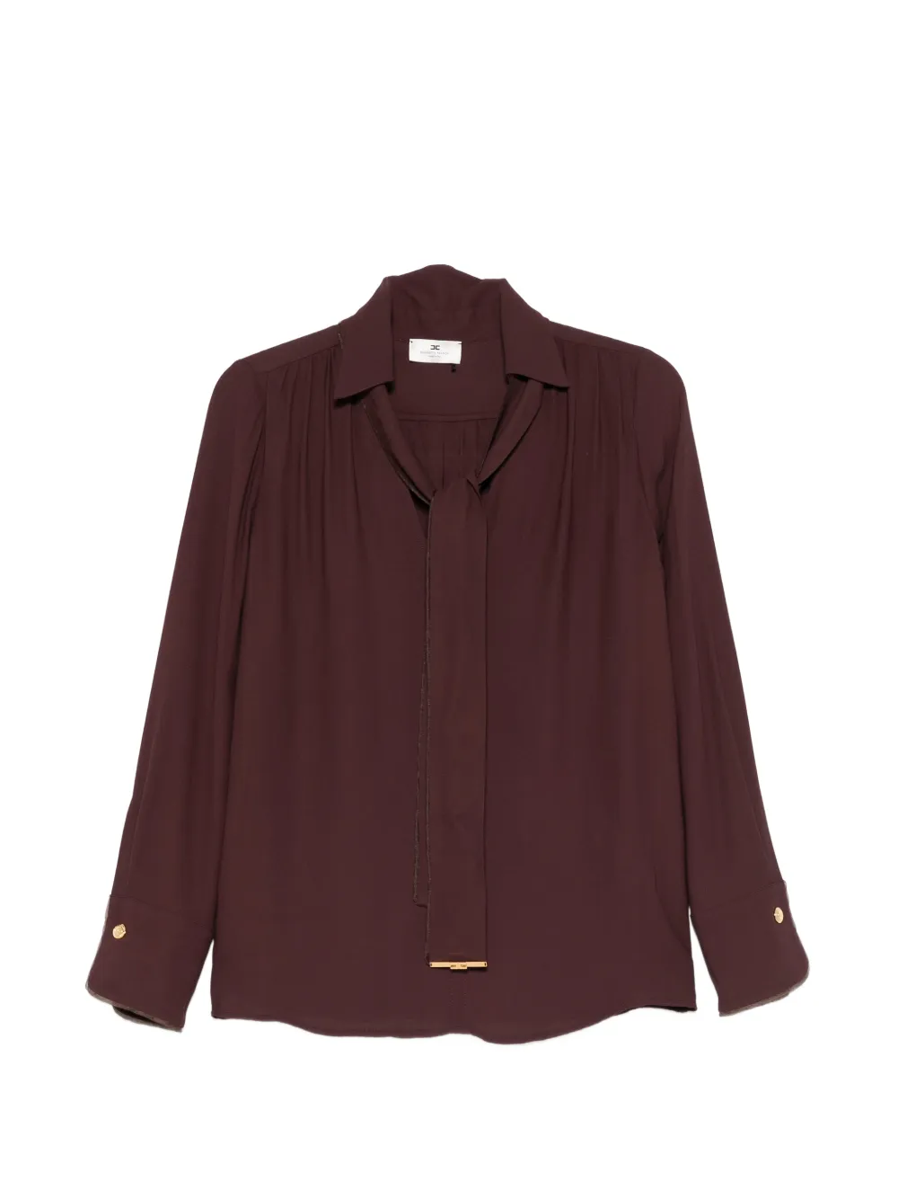 Elisabetta Franchi Blouse in viscose georgette fabric with sash belt - 644|Cocoa