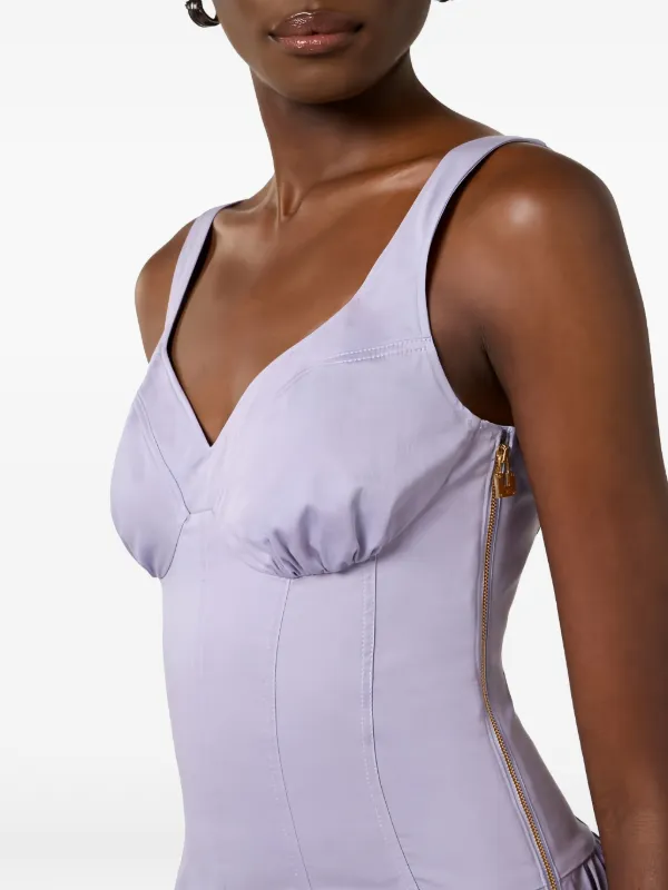 Elisabetta Franchi Stretch Cotton Dress | Purple | FARFETCH