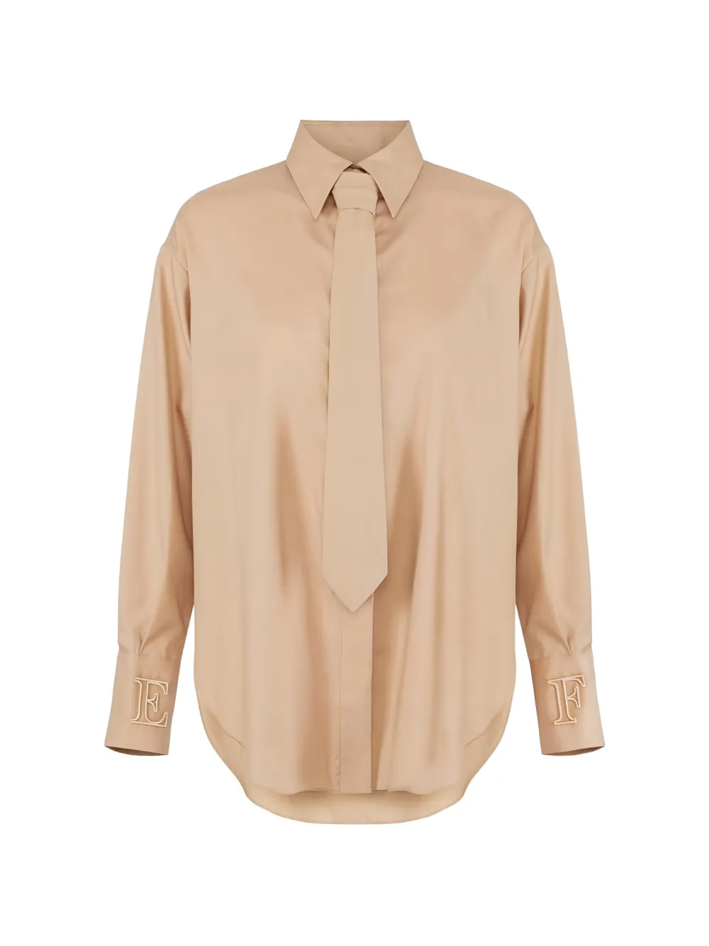 Elisabetta Franchi tie-detail logo-embroidery shirt - Toni neutri