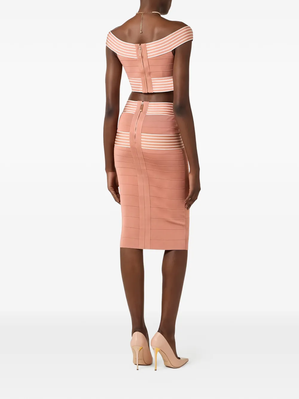  Elisabetta Franchi Striped-detail Midi Skirt - Pink 