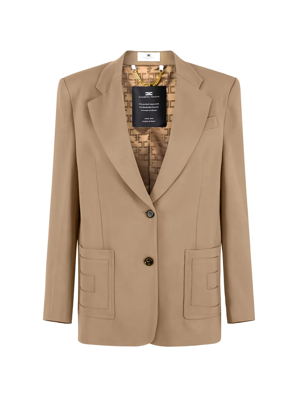 Elisabetta Franchi embroidered-pocket single-breasted blazer - Nude