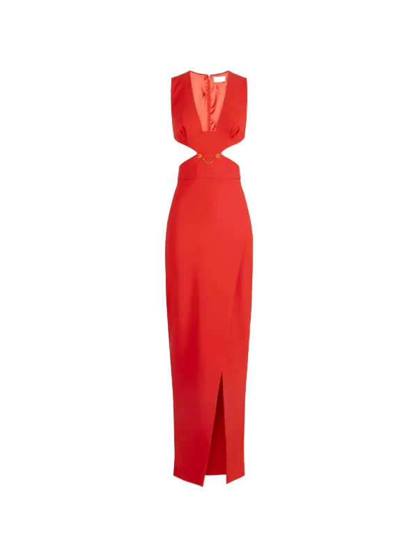 Elisabetta Franchi cut-outs chain-detail Maxi Dress | Red | FARFETCH