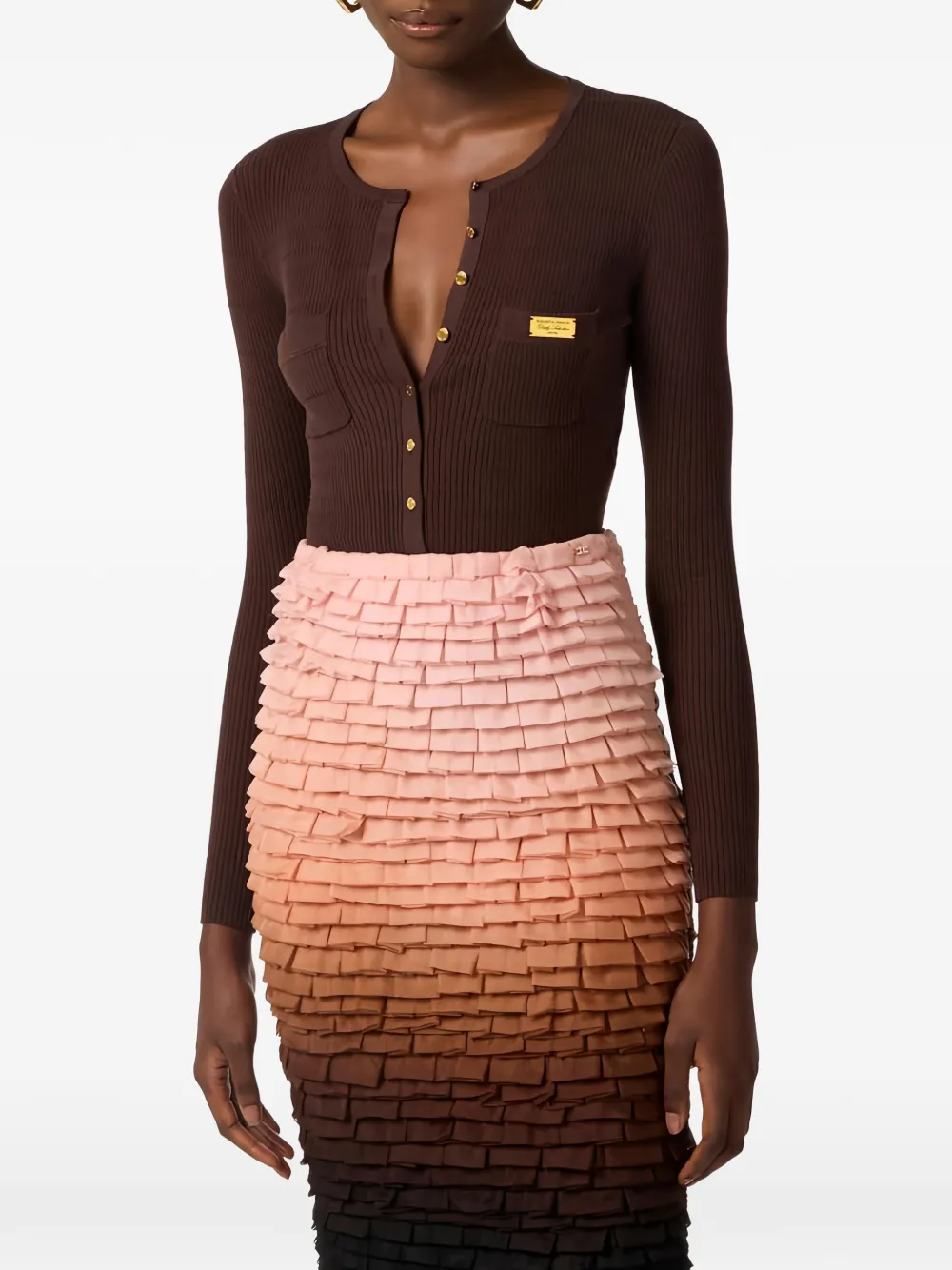 Elisabetta Franchi Vest met knopen Bruin