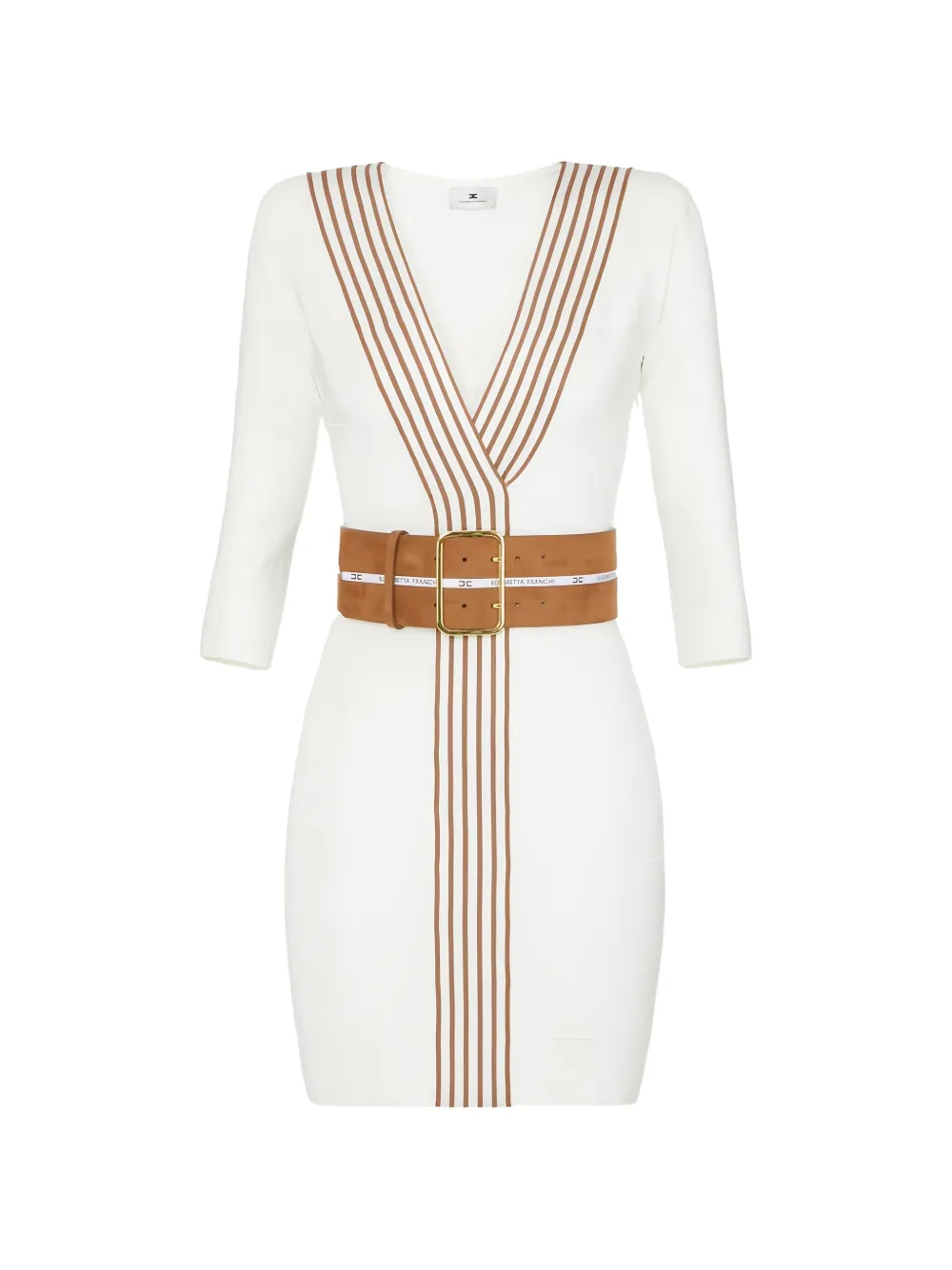 Elisabetta Franchi striped knit mini dress - Bianco