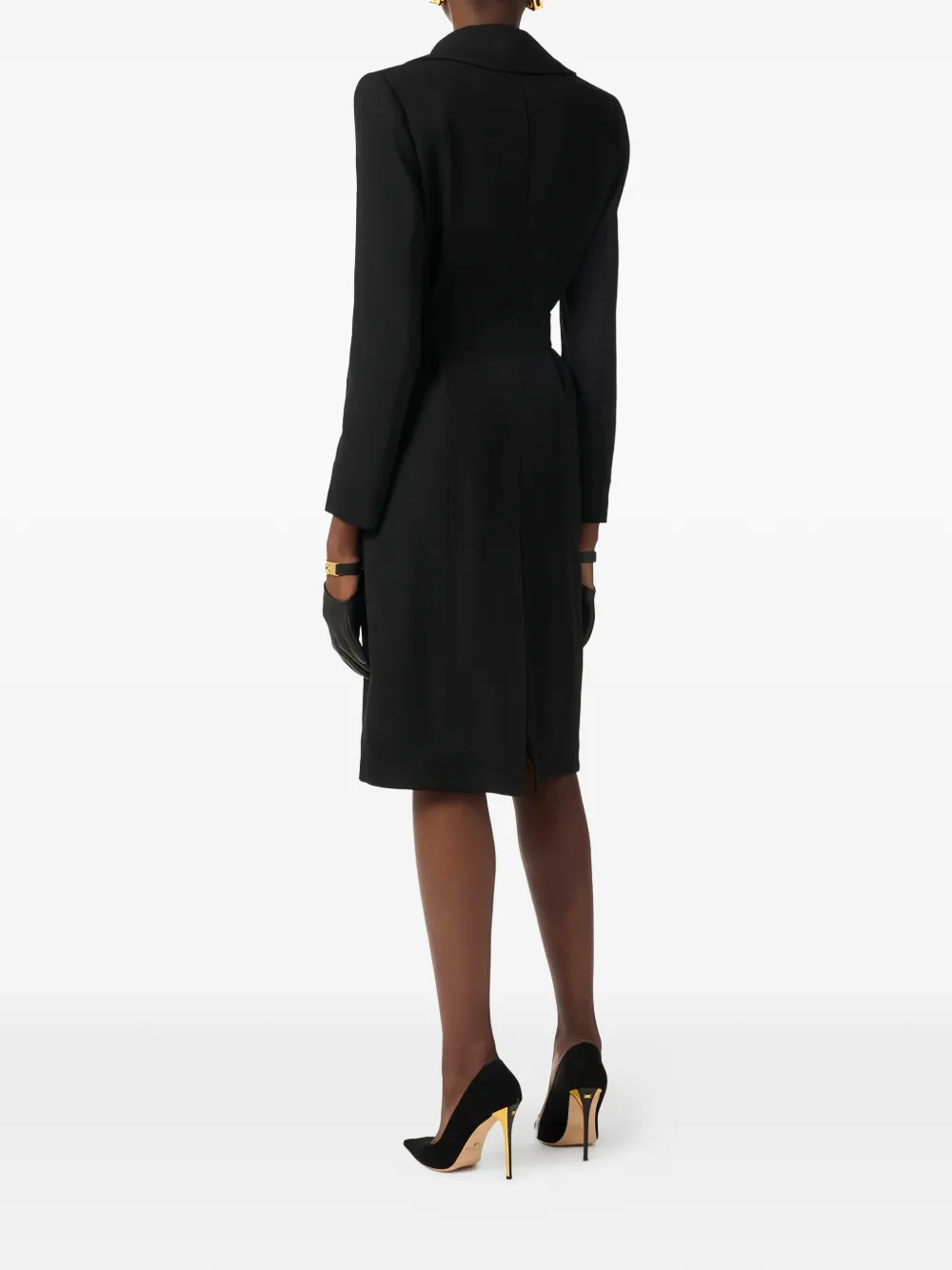 Elisabetta Franchi Trenchcoat met dubbele rij knopen en klepzak Zwart
