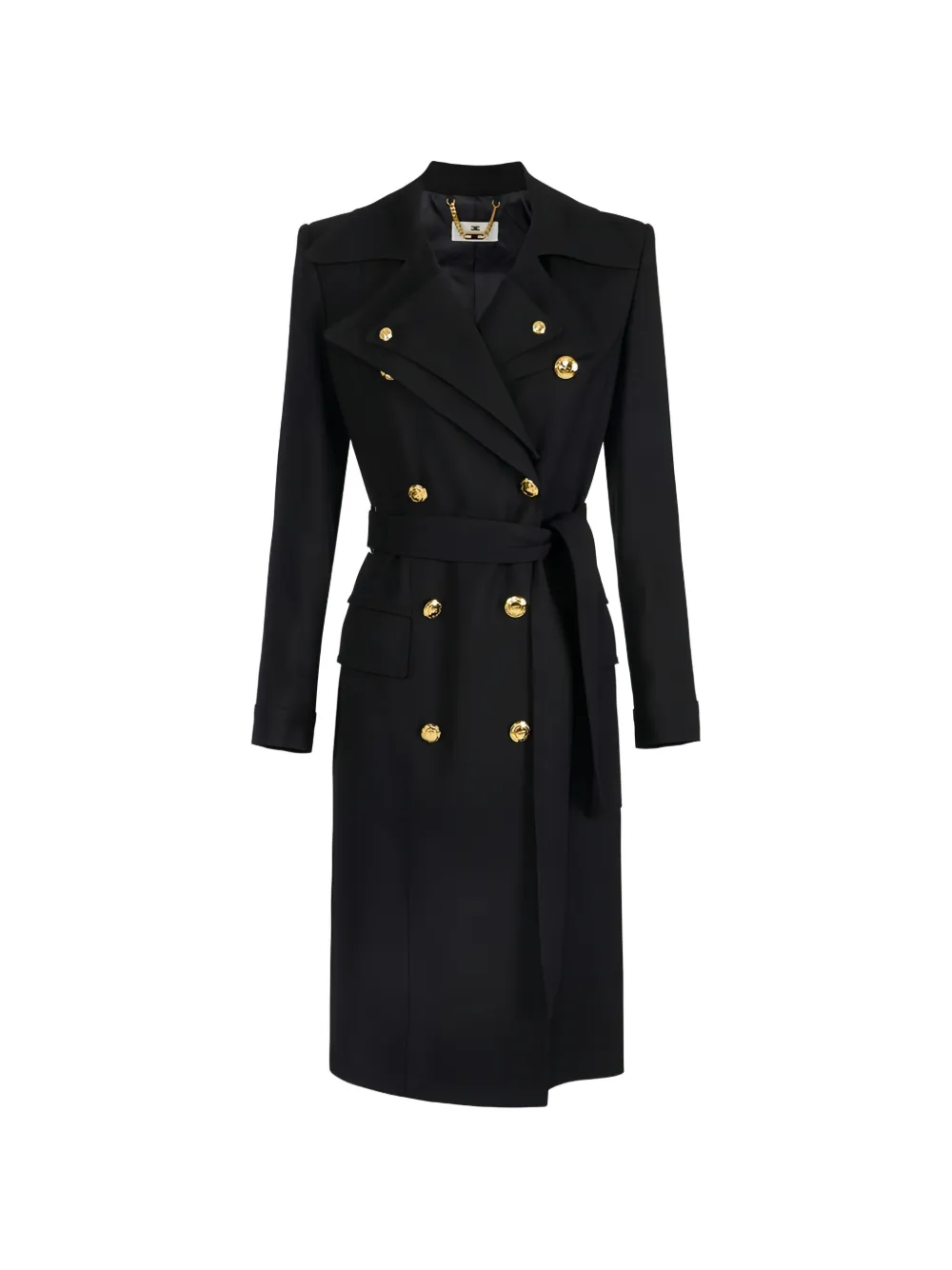 Elisabetta Franchi double-breasted flap-pocket trench coat - Nero
