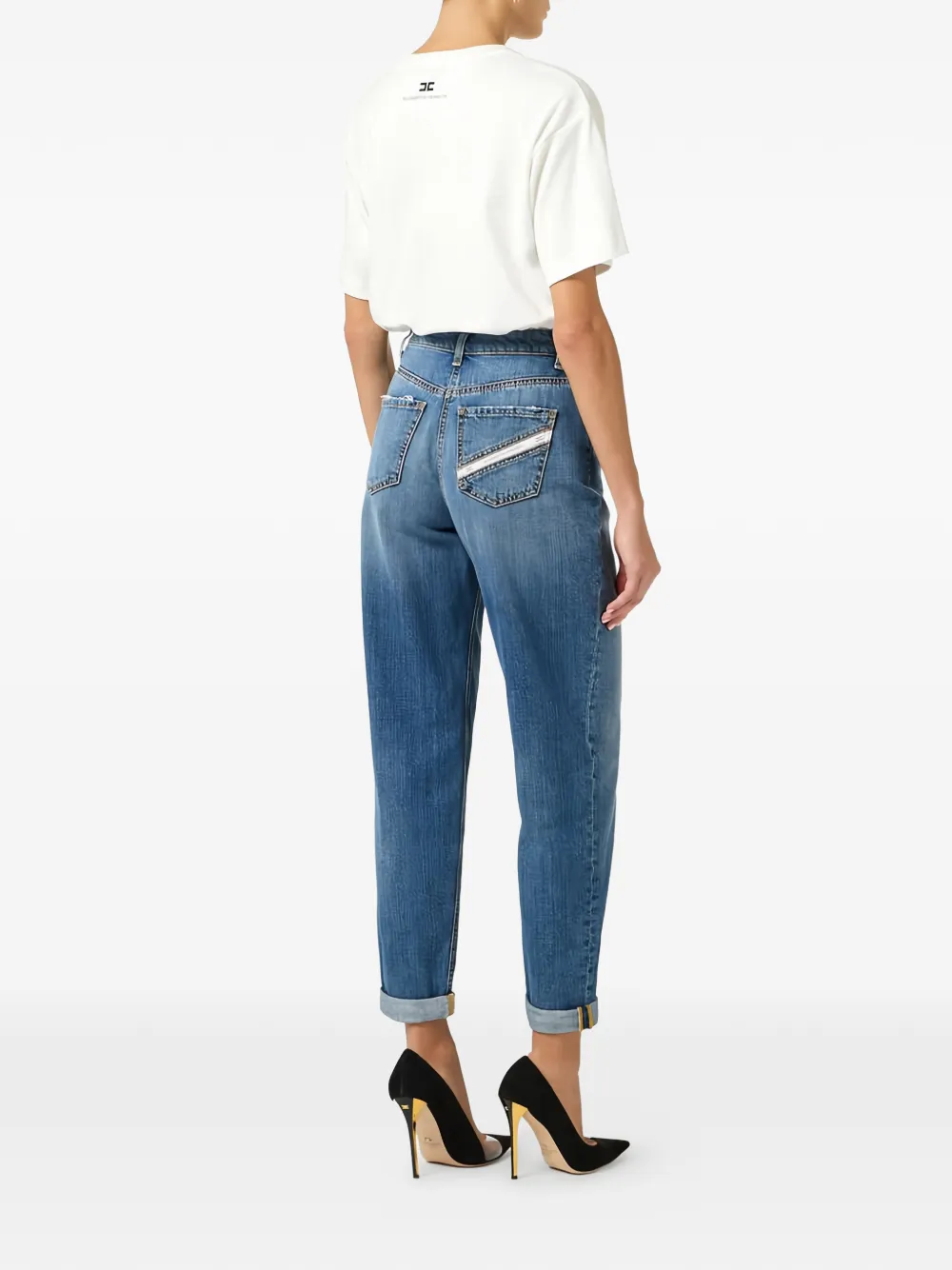 Elisabetta Franchi T-shirt met logo-reliëf Wit