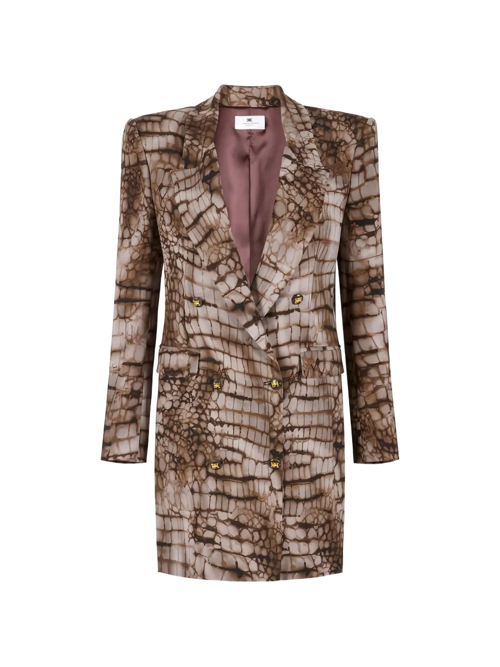 Elisabetta Franchi double-breasted alligator-print mini dress - Marrone