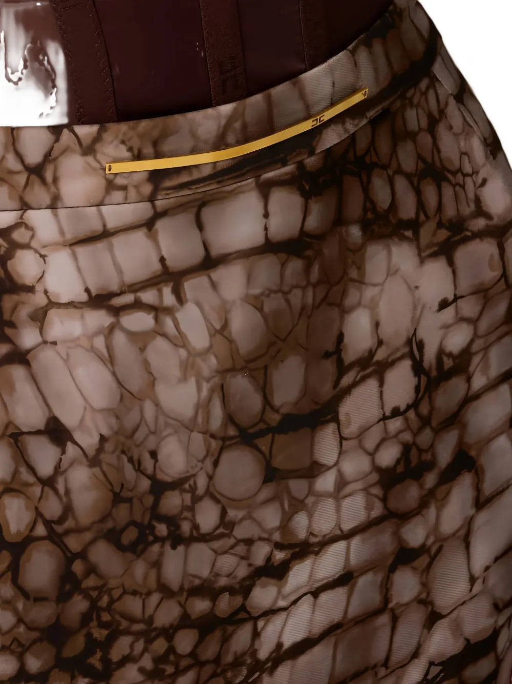 Elisabetta Franchi Midi-rok met alligatorpatroon Bruin