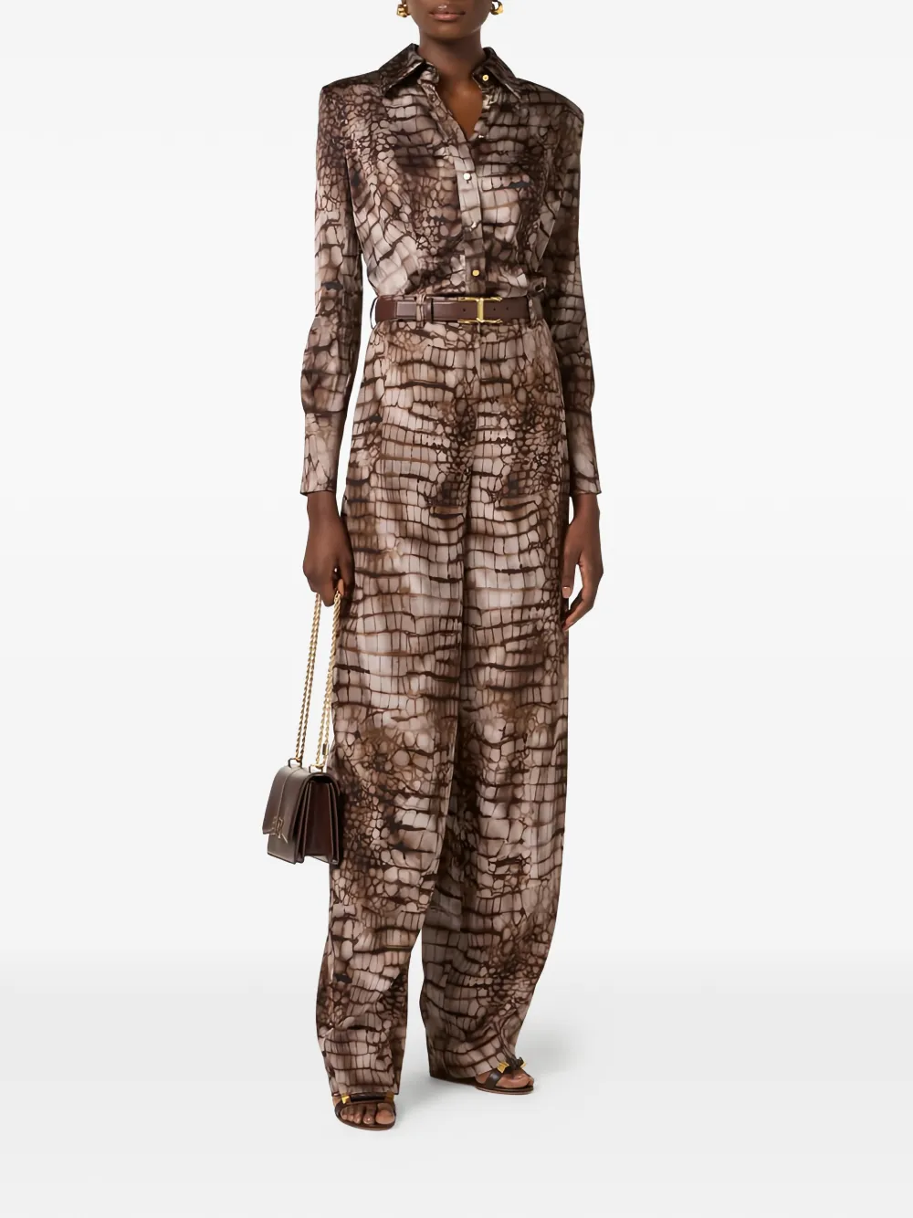 Elisabetta Franchi alligator-print shirt - Bruin