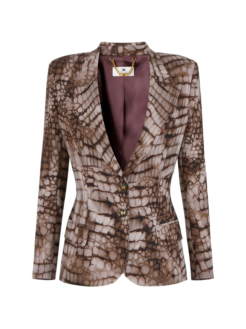 Elisabetta Franchi alligator-print single-breasted jacket - Marrone