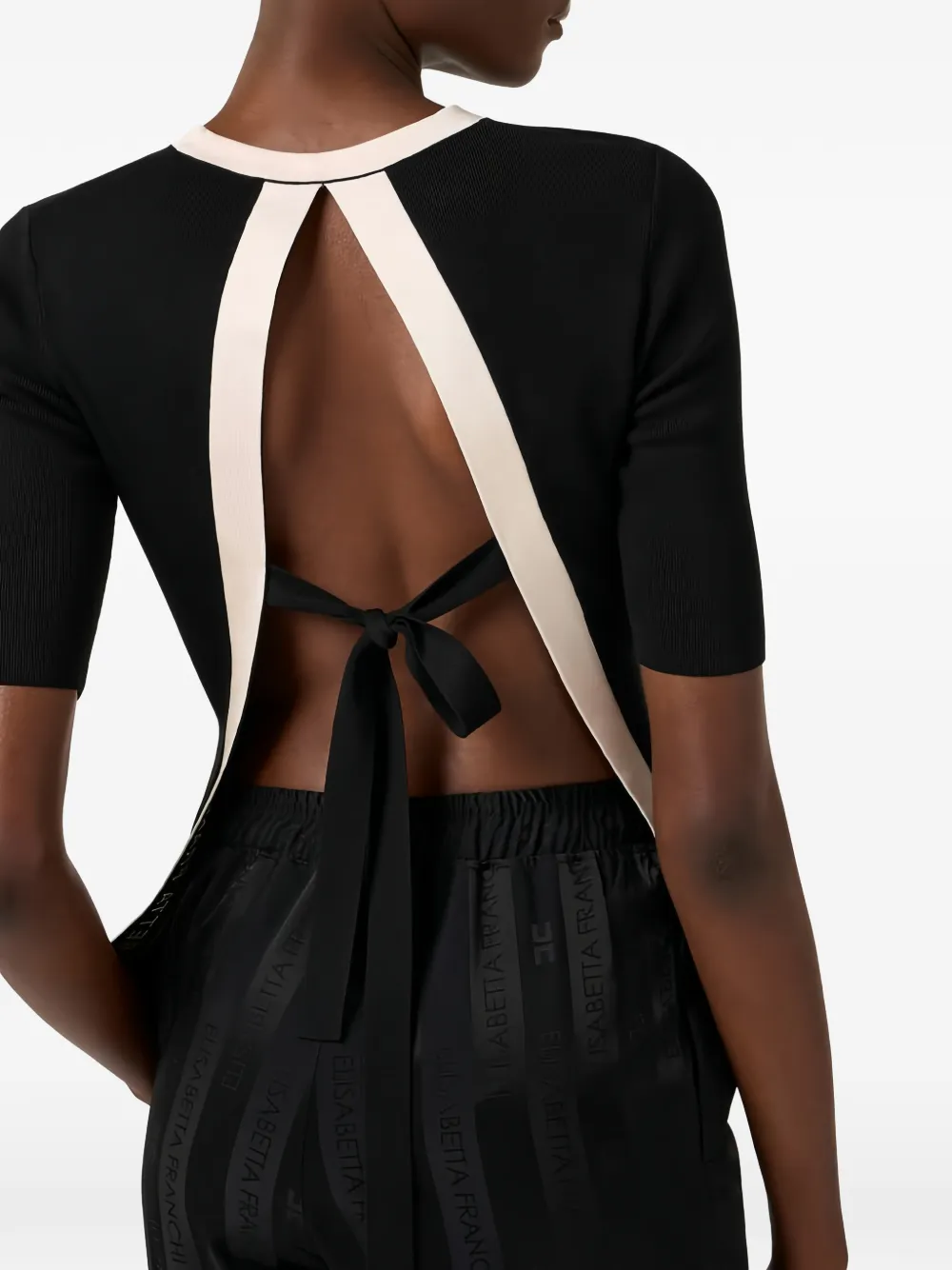 Crew-Neck Tie-Fastening Top