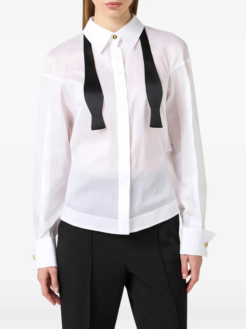 Elisabetta Franchi Katoenen blouse met strik Wit
