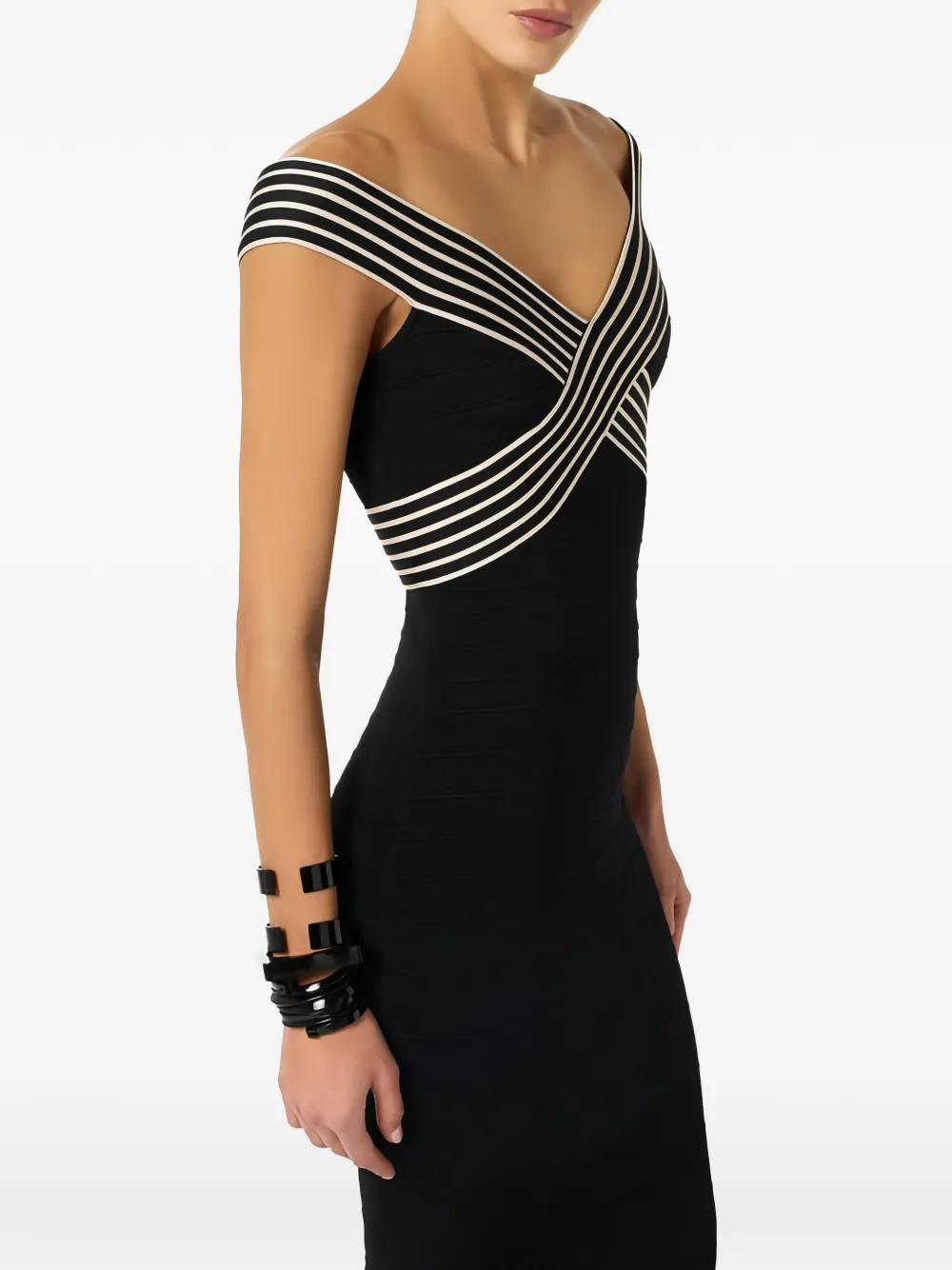 Elisabetta Franchi Maxi-jurk met gestreepte bandjes Zwart