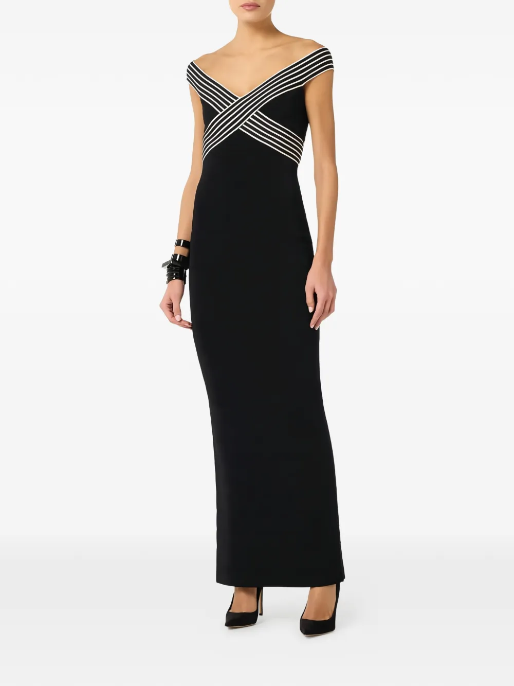 Elisabetta Franchi striped long dress - Zwart