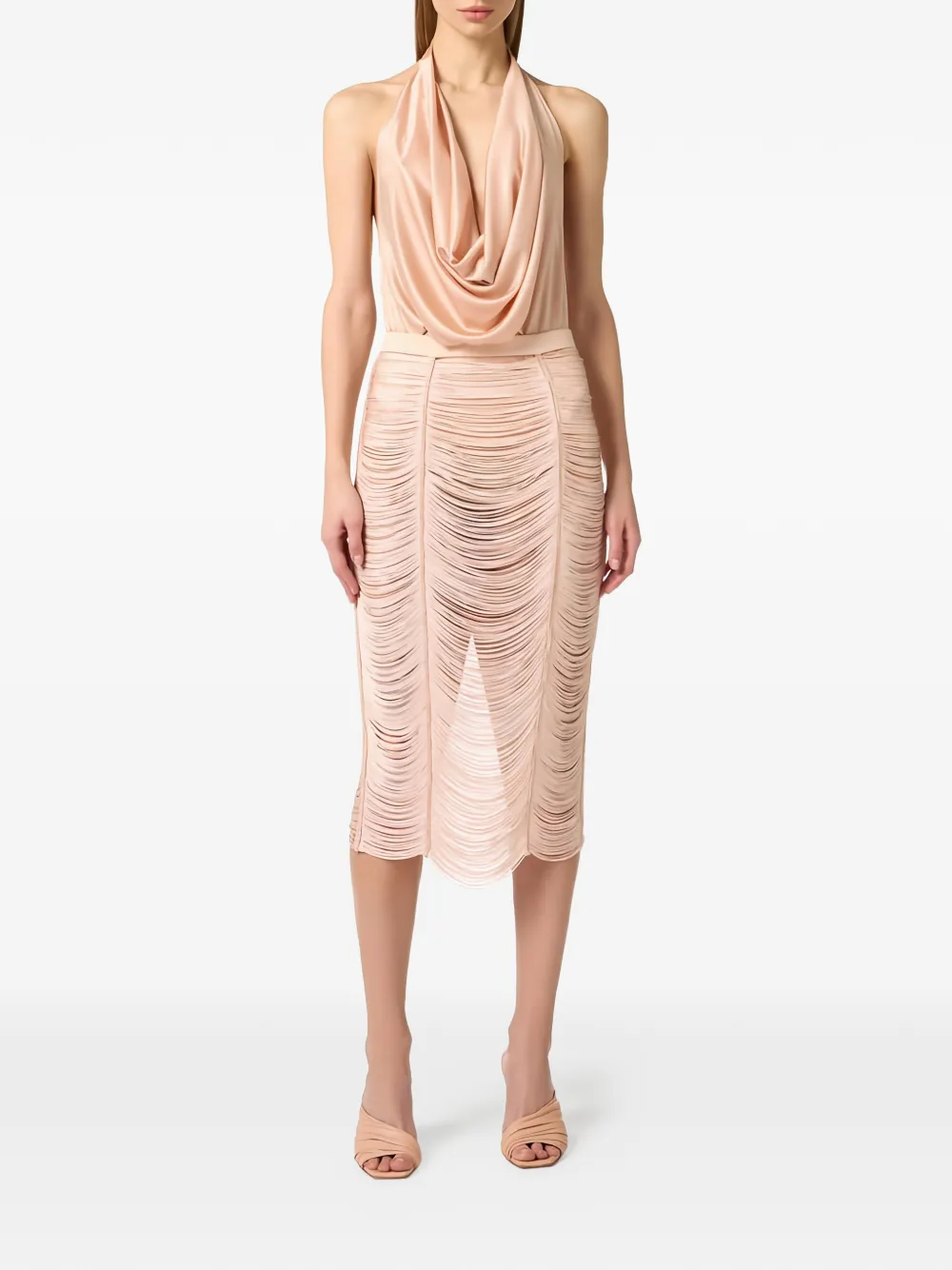 Elisabetta Franchi halter-neck drape top - Beige