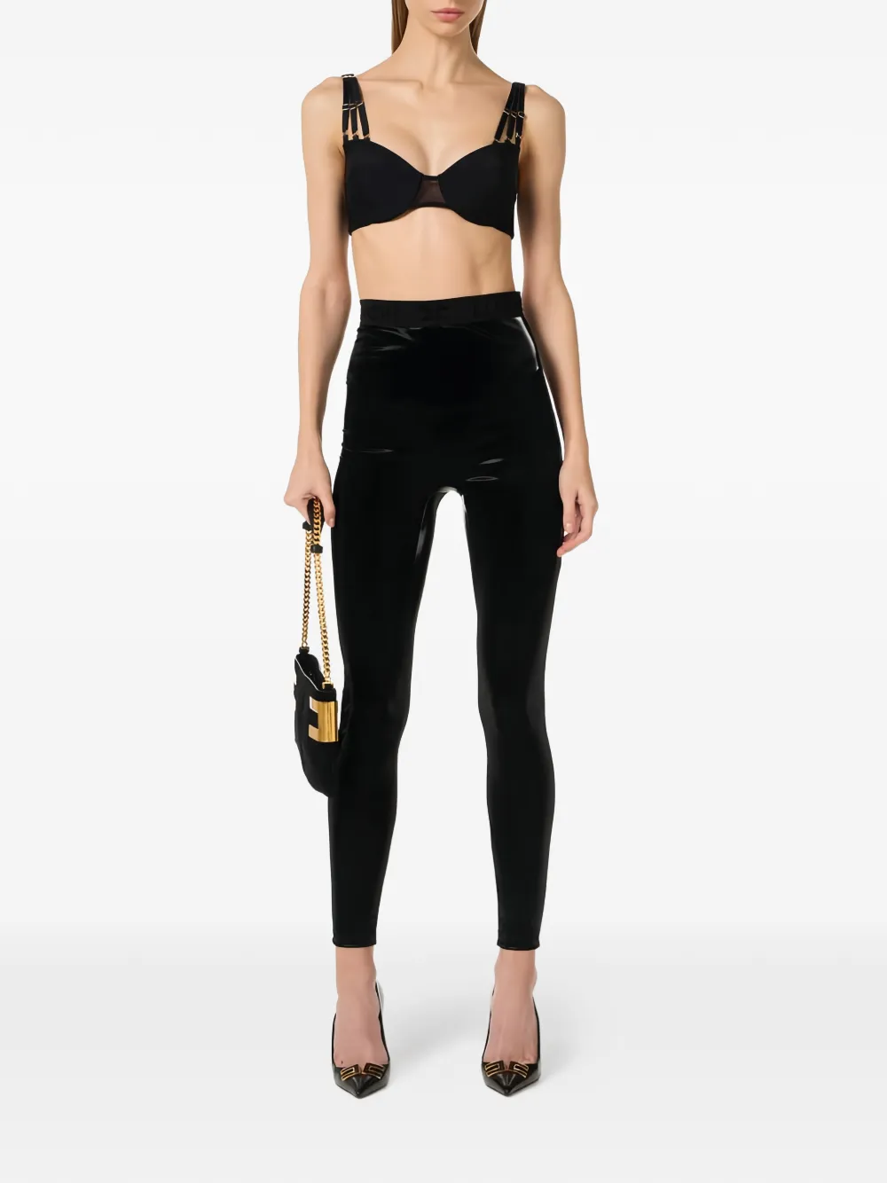 Elisabetta Franchi logo-elasticated leggings - Zwart