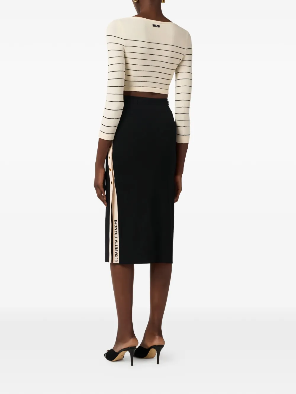  Elisabetta Franchi Knit Side-slit Midi Skirt - Black 