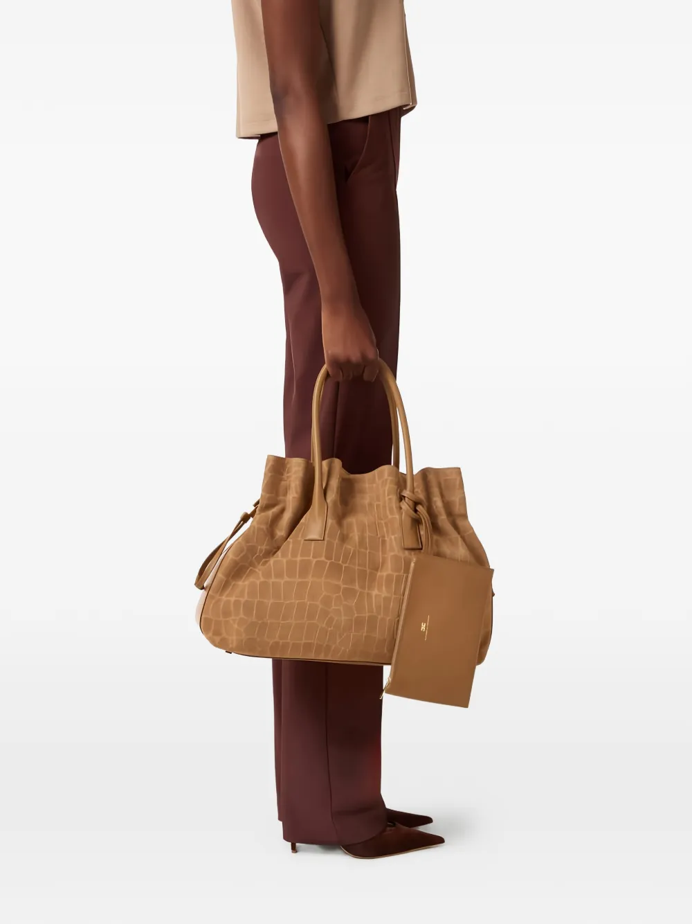 Elisabetta Franchi crocodile-print tote bag - Beige