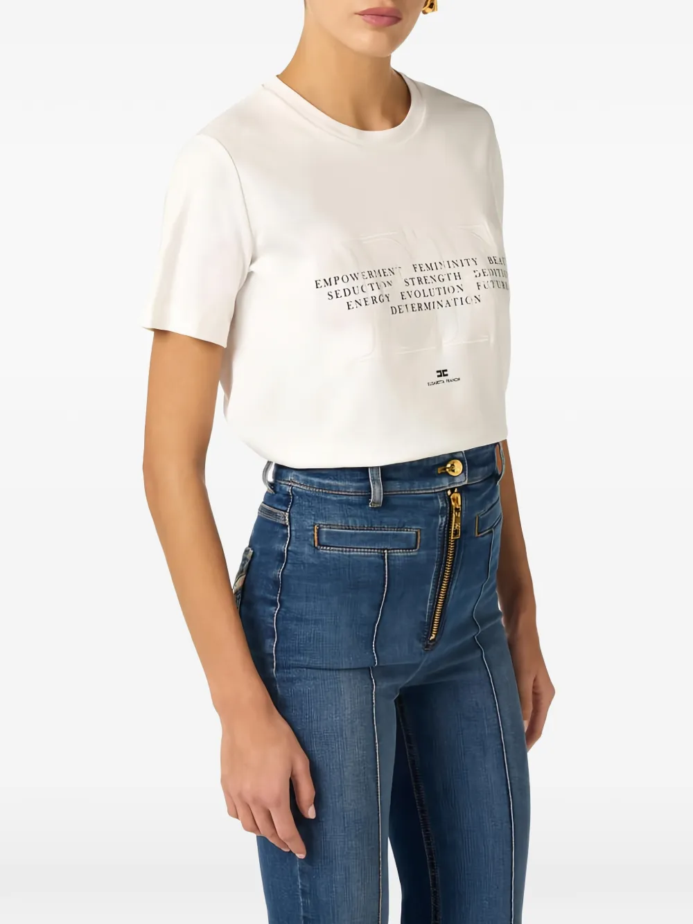 Elisabetta Franchi T-shirt met geborduurd logo Wit