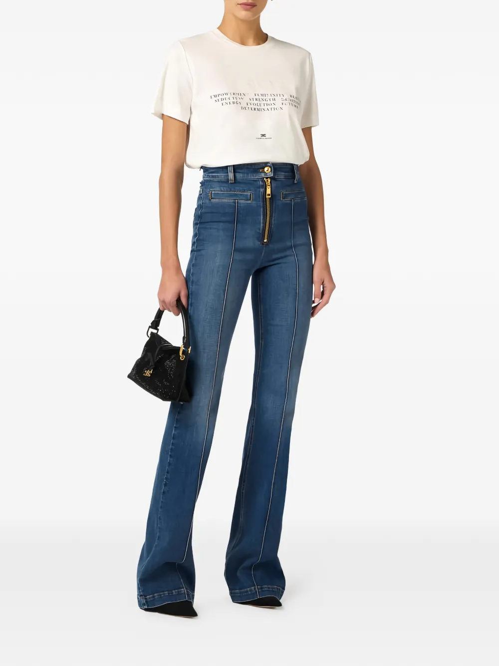 Elisabetta Franchi T-shirt met geborduurd logo Wit