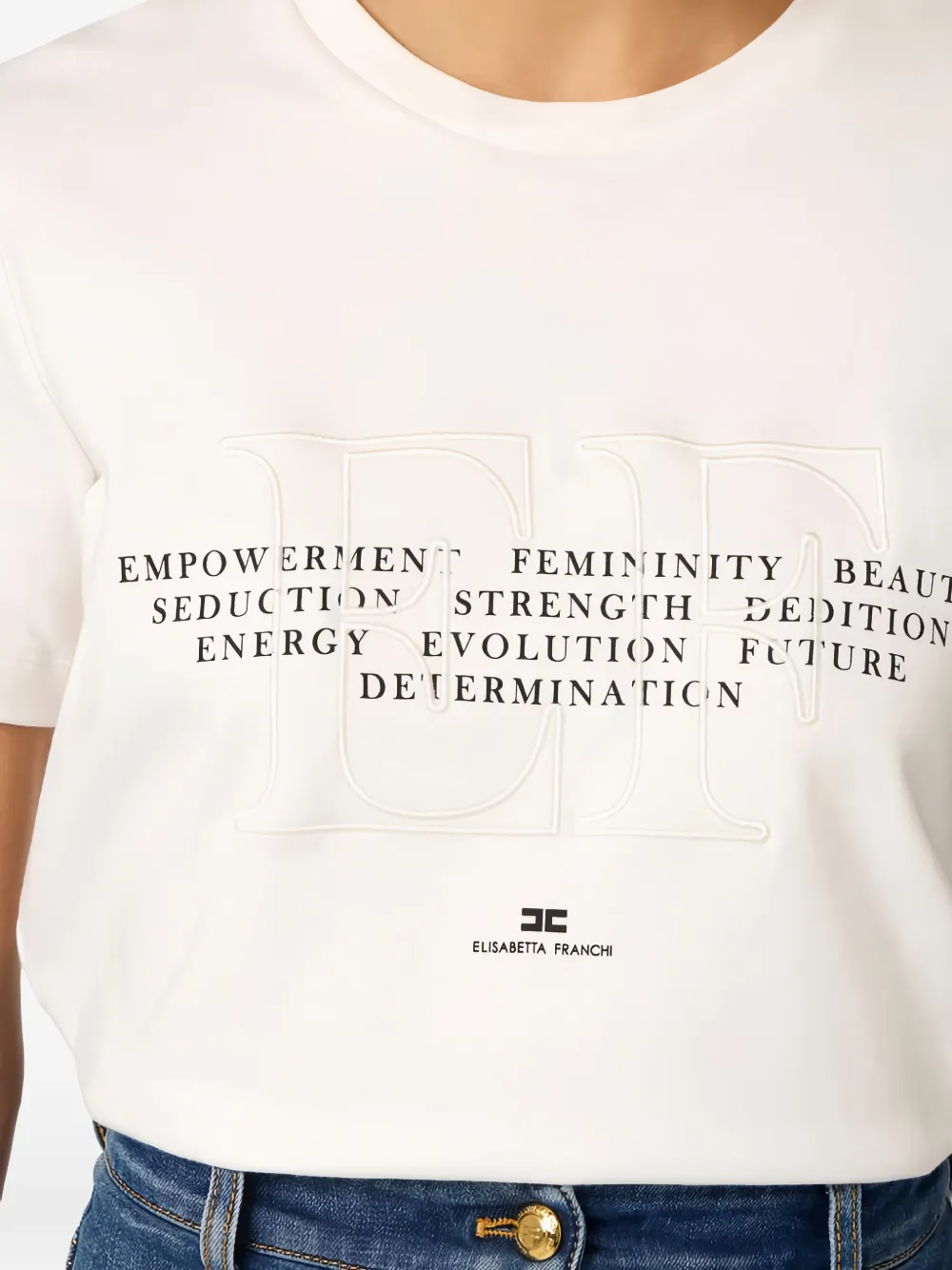 Elisabetta Franchi T-shirt met geborduurd logo Wit