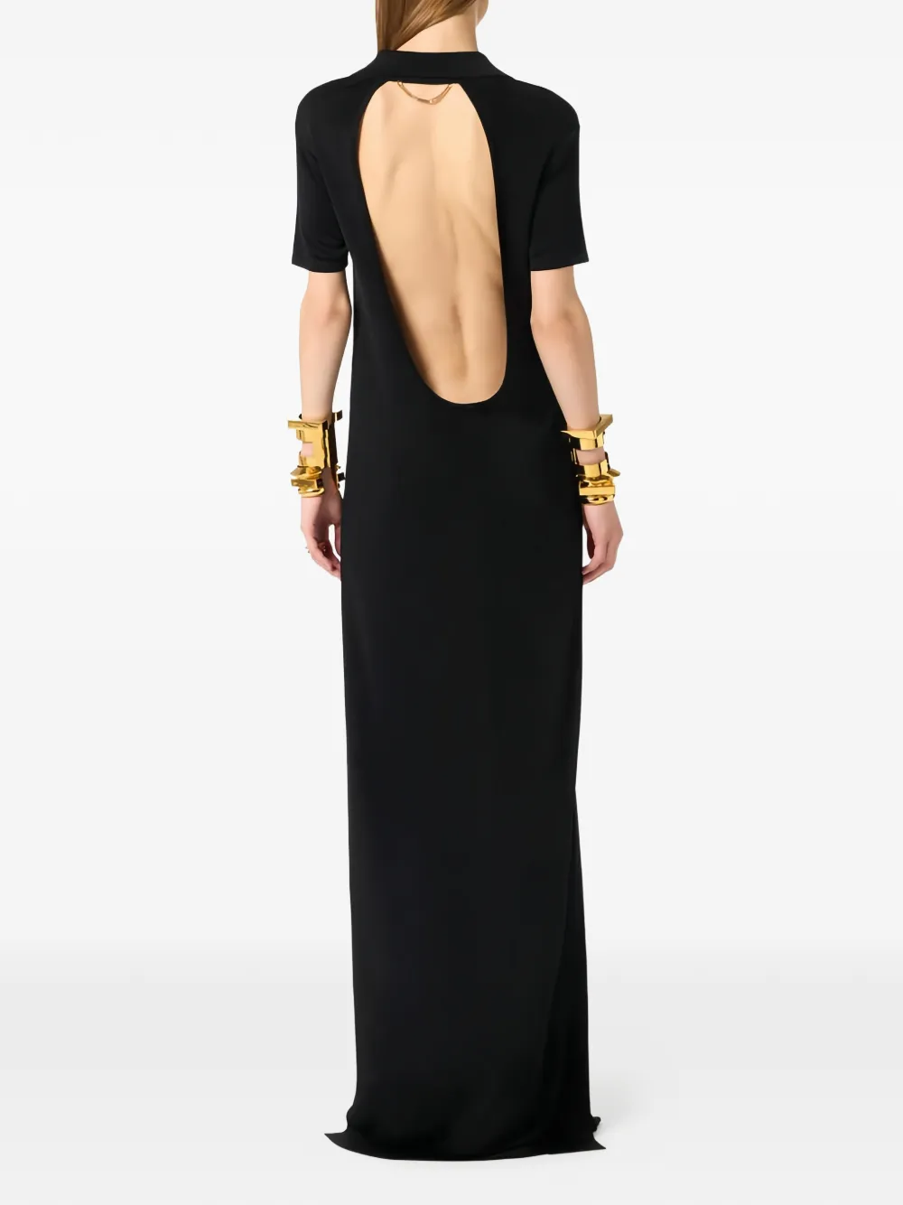 Polo-Shirt Cut-Out Knit Maxi Dress
