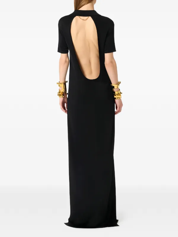 Elisabetta Franchi Polo Maxi Dress With Cut-out And Chain Detail - Black