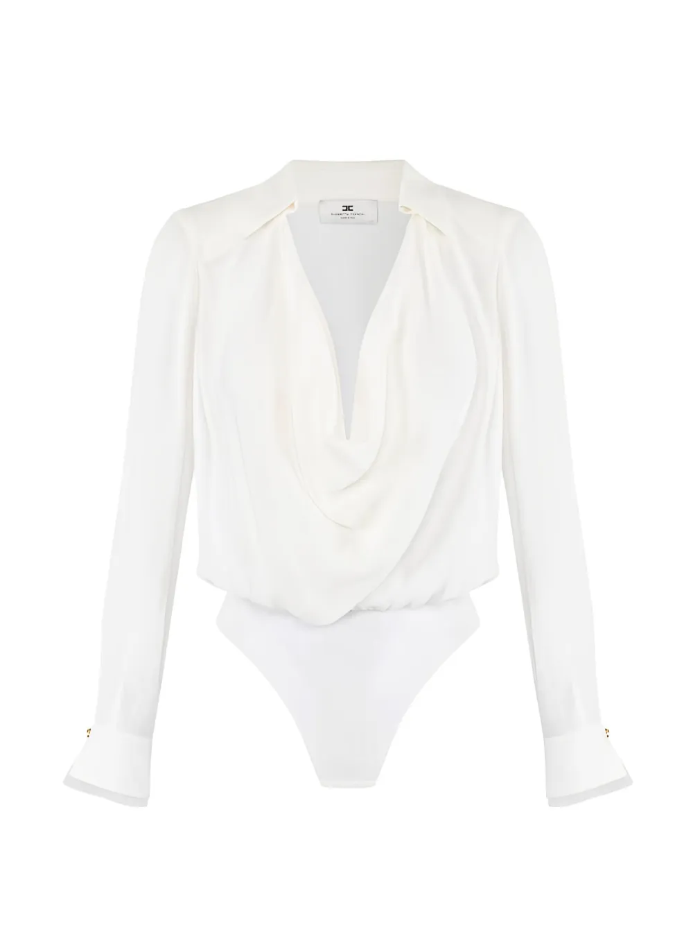 Elisabetta Franchi draped-collar long-sleeves bodysuit - Weiß