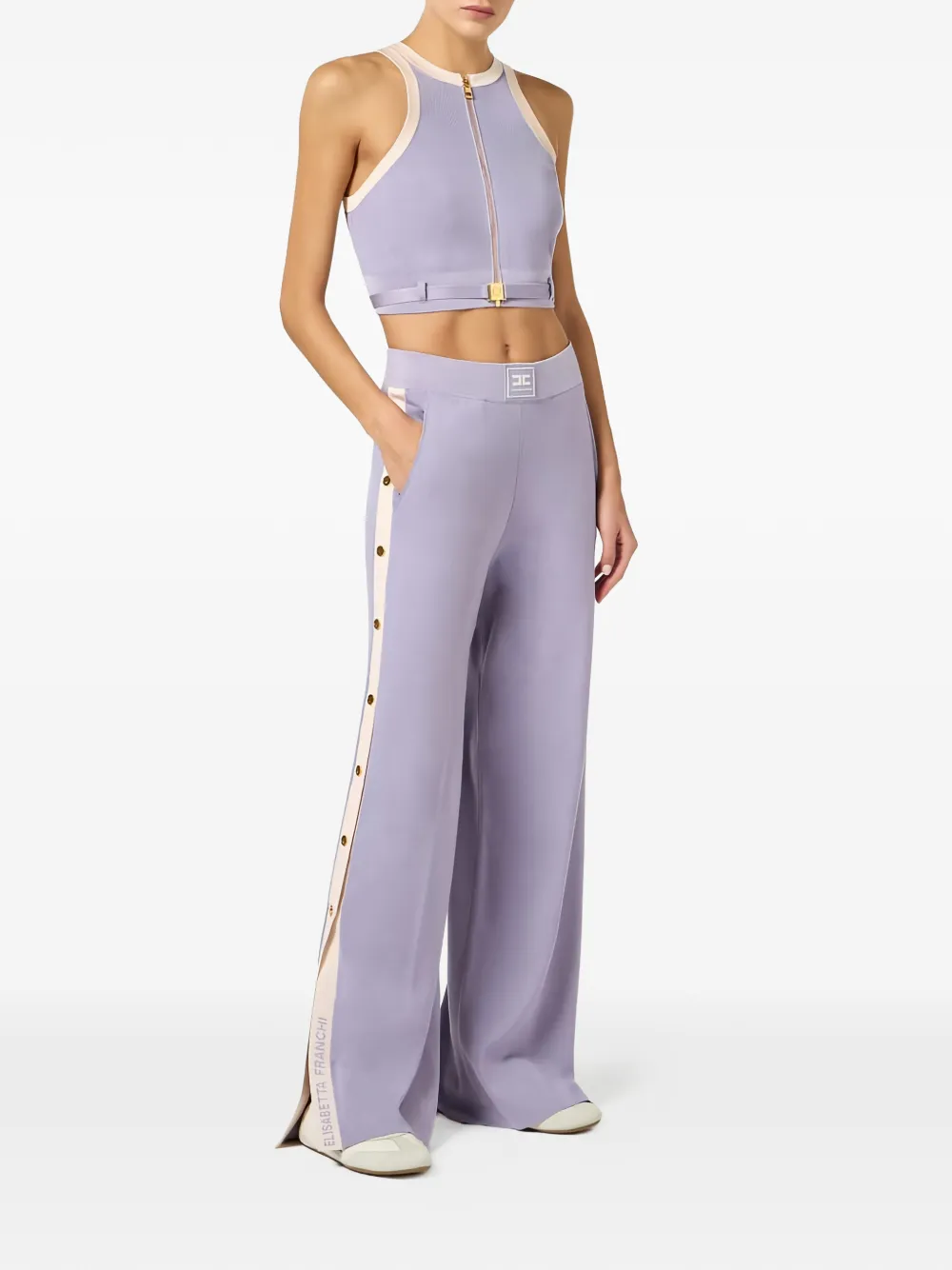  Elisabetta Franchi Racerback Zip Knit Top - Purple 